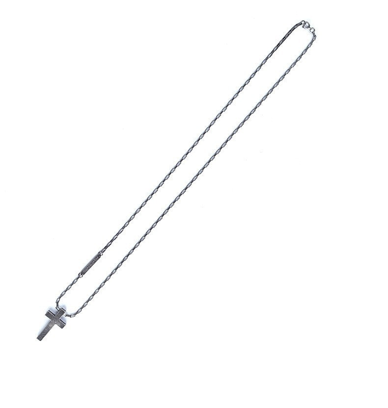 Luxus Titanstahl Kreuz Halskette 70cm Glaube Macht Retro Silber Halskette Männer3