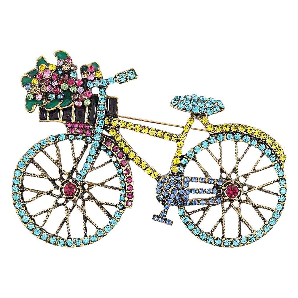 Damen Fahrrad Brosche Vintage Kristall Strass Anstecknadel Schmuck2