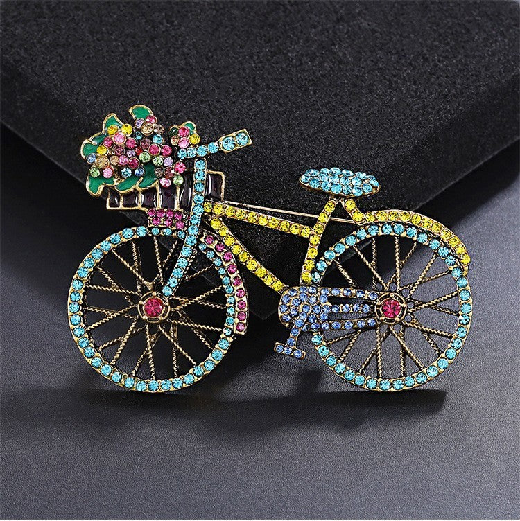 Damen Fahrrad Brosche Vintage Kristall Strass Anstecknadel Schmuck6