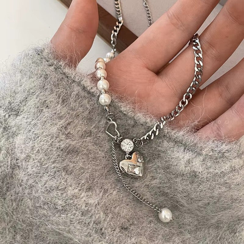 Mädchen Halskette Amor Bogen Kristall Perlen Choker Kette Schmuck Design2