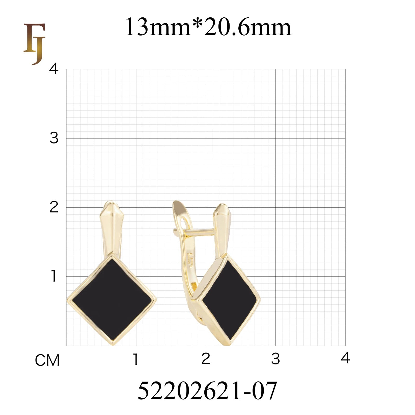 Elegante Damen Gold Ohrringe schwarz emaillierte, rautenförmige Gold (vergoldet)2