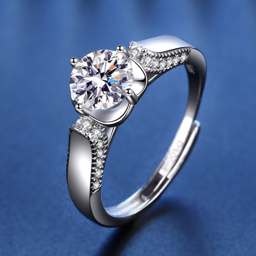 925 Sterlingsilber Damen Ring 1Karat Zirkon Doppelt gefasster Blumenring Geschen0