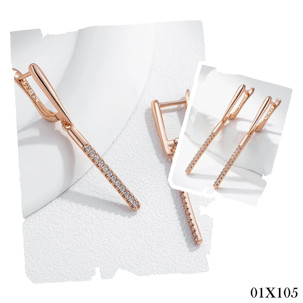 Luxus Damen 585 Roségold Echtgold galvanisierte Ohrringe mikroeingelegte Zirkon0