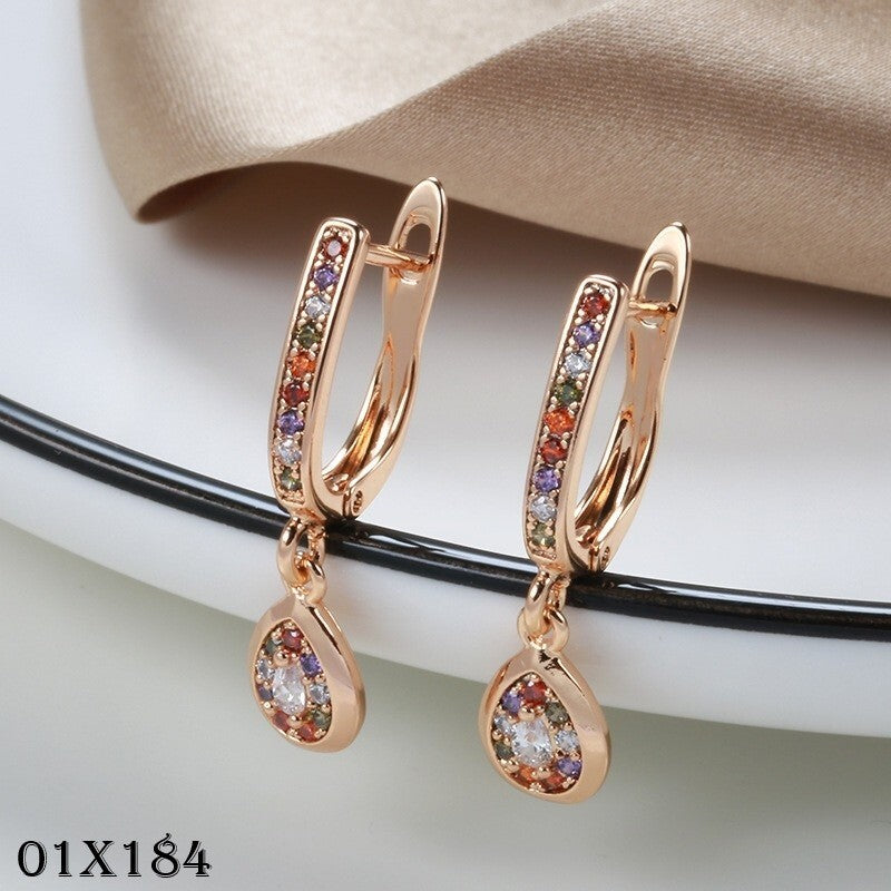 Luxus Ohrringe 585 Rolled Rosé Gold überzogen Zirkon Herzförmigen temperament l0