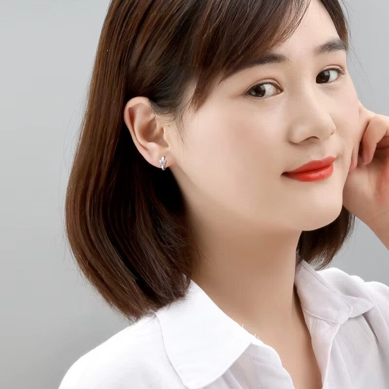 Damen Ohrringe Creolen 925 Sterling Silber Schmetterling Zirkon Haken Hypoallegi1