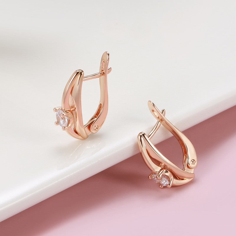 Luxus Ohrringe Creolen Zirkonia Kristall Rot 585 Rolled Roségold überzogen Damen5
