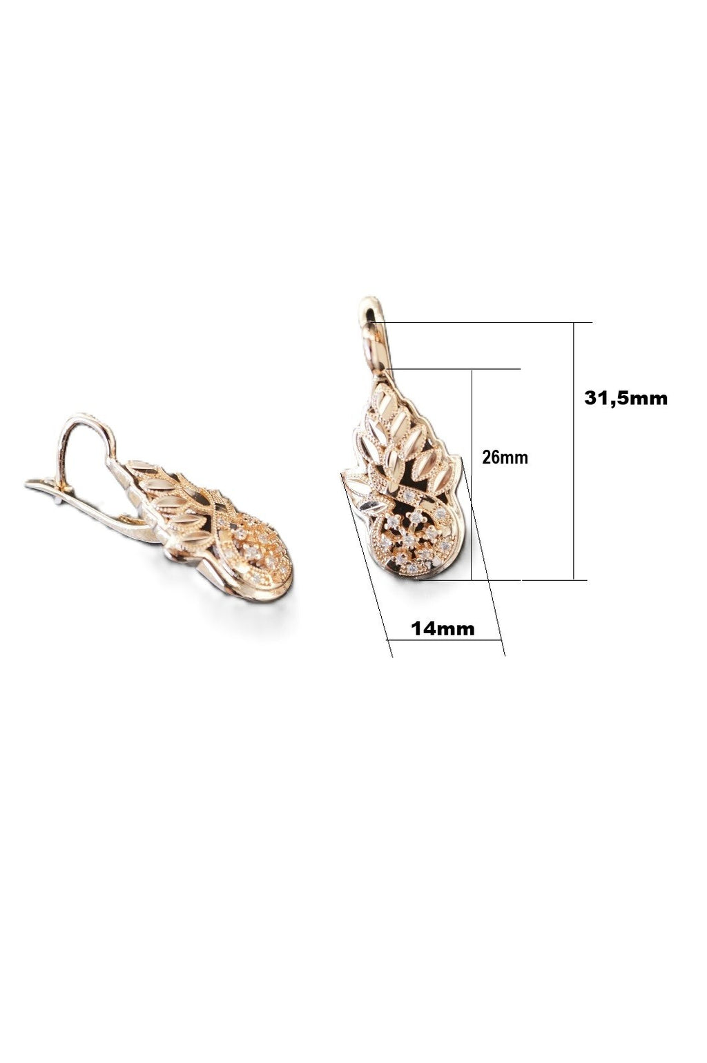 Luxus Damen Blume Ohrringe Creole 585 Rose Gold beschichtet ModeSchmuck3
