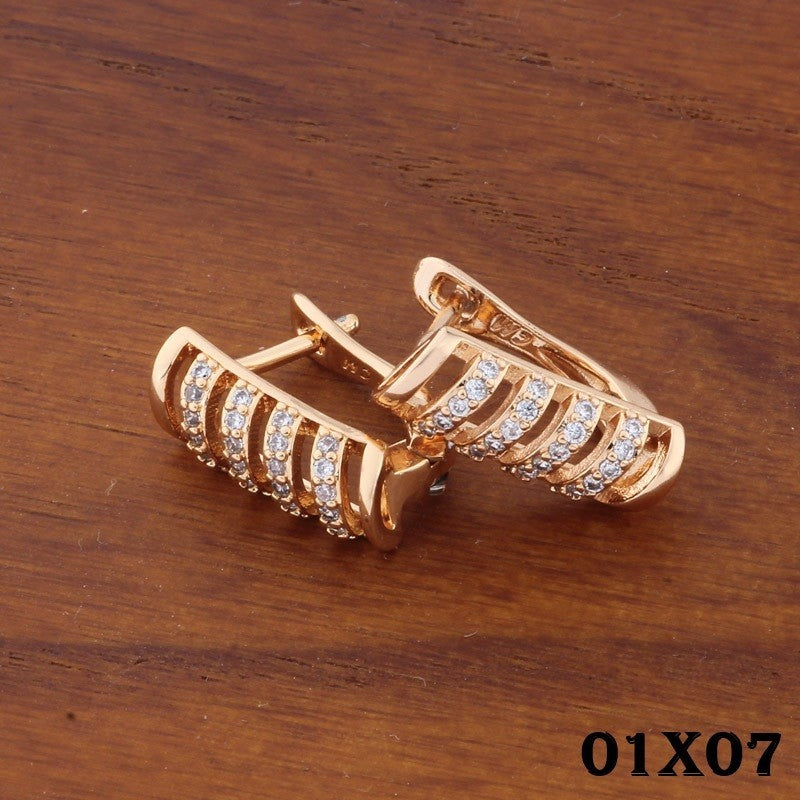 Luxus Damen Ohrringe 585RG Roségold vergoldet Weiß CZ für Damen Geschenk0