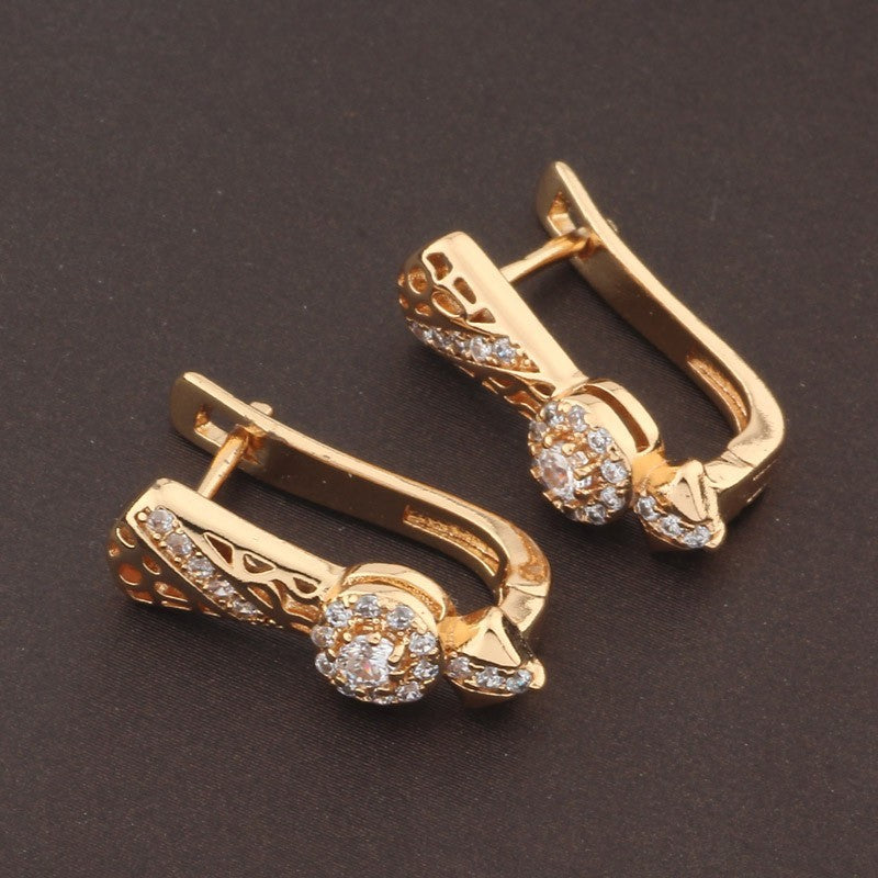 Damen Ohrringe Gold ZirkoniaEinlage, Hochwertige, schlichte neues Design7