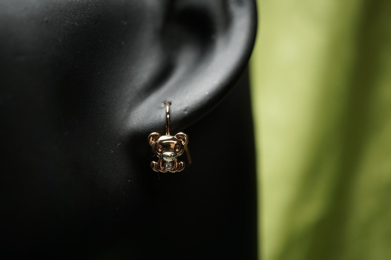 Draht Haken Ohrringe mit Bärenmotiv für Kinder, Zweifarbig Roségold-Plattiert9