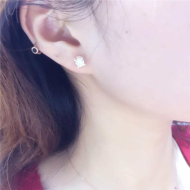 Damen Ohrringe Ohr Stecker 585 Rose Gold Schraubverschluss Zirkonia Unisex3
