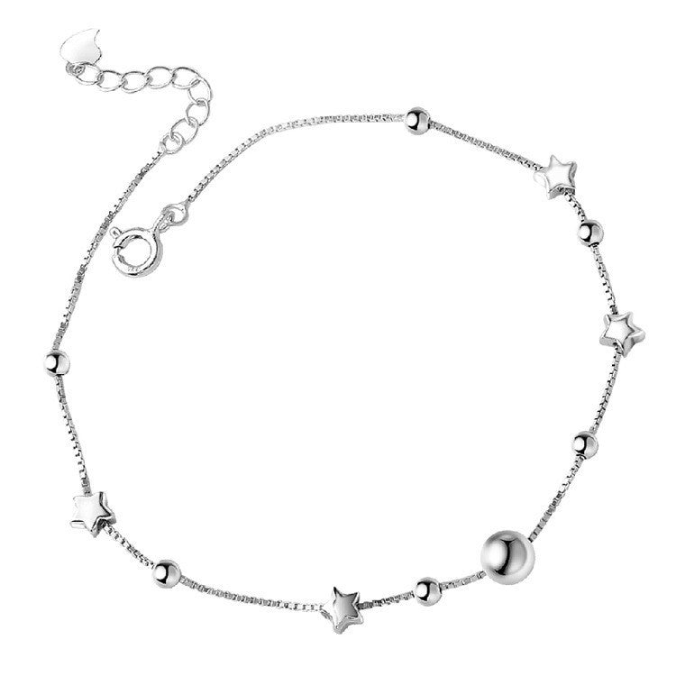 925er Sterling Silber-Fußkettchen, Damen-Fußkettchen mit Stern- und Mond Motiv7