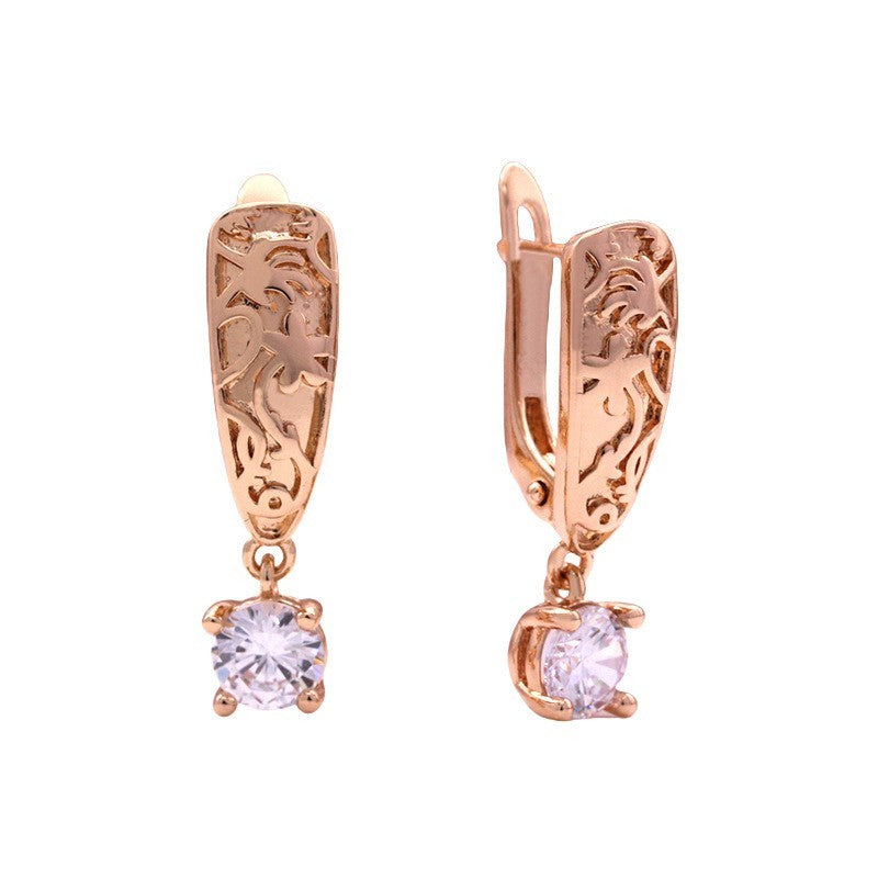 Luxus Damen Ohrringe  Roségold, elegante RetroOhrringe mit Hohlschnitzerei4
