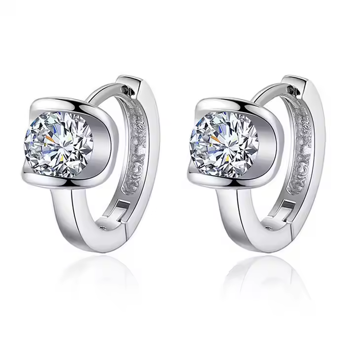 Luxus Damen Ohrringe 925S Sterling Silber Creole mit Zirkonia , Modeschmuck4