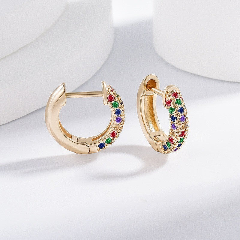 Luxus Ohrringe Creolen gemischte Farbe Zirkon Rosegold Schnallen MicroIntarsien5
