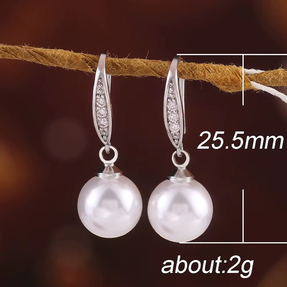Damen Ohrringe 925 Silber versilbert. Frauen Ohrringe Zirkonia Ohrhänger Perle5