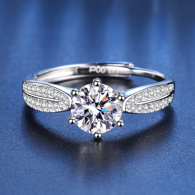 925er Sterlingsilber Damen Ring, 1Karat Zirkon, Star QueenRing offener Diamant5