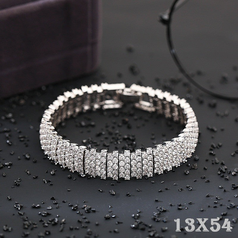 Damen Tennis Armband Bracelet 18K weiss gold mit Natürlich AAA Zirkon Kristalle6