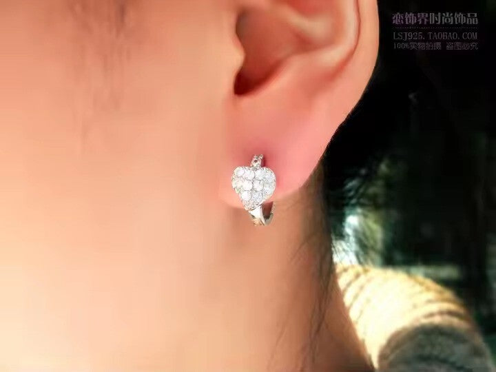 Luxus 925S Sterling Damen Ohrringe Creole mit Zirkonia-Herz, Modeschmuck für Dam6