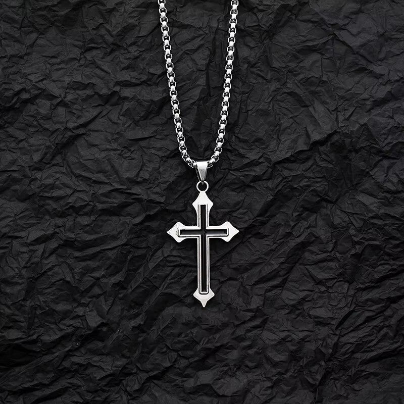 Kreuz männer Titan Stahl Halskette Mode Anhänger Edelstahl Schmuck 60cm6