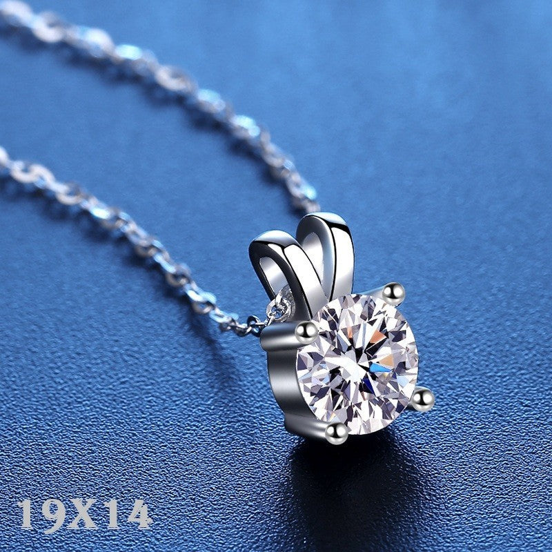 Damen Halskette 925S Silber Vförmiger 1KaratZirkonHasenanhänger, Hochzeitss5