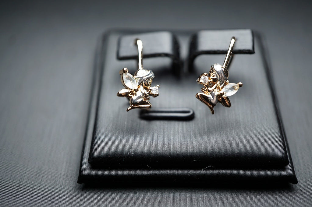 Baby-Engel-Ohrringe mit Drahthaken in zweifarbiger Vergoldung (vergoldet)23