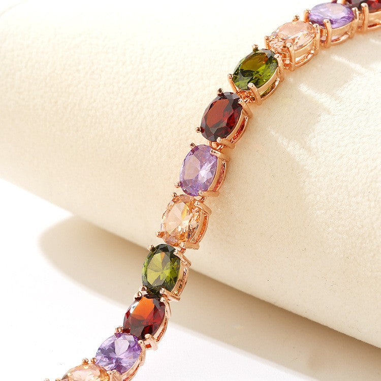 Luxus Damen Armband Rose Gold Trend Galvanisieren von echten Gold ,Farbige Zirk4