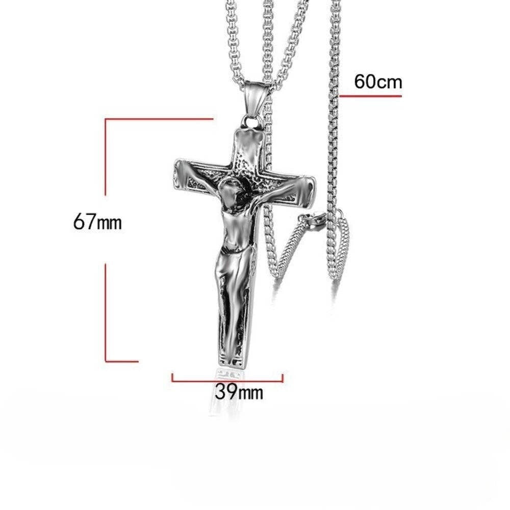 Herren Halskette versilbert Christus Jesus Kreuz Kruzifix2