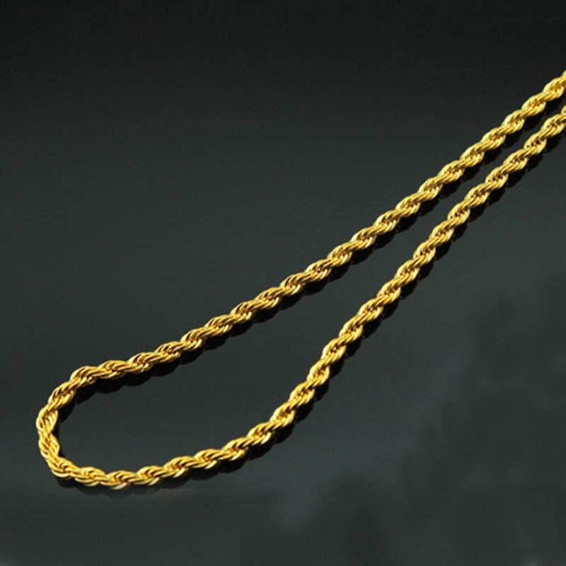 Halskette Kordelkette 18 Karat Gold vergoldetem Messing mit gedrehter Kette, ein2
