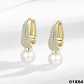 Luxus Ohrringe Ohrstecker Perlen Strass 18K Gold vergoldet Damen Zirkonia0