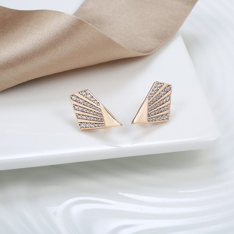 Damen Geometrische Ohrringe, 585RG Rosé Gold, elegante Ohrringe mit Diamantenbes1