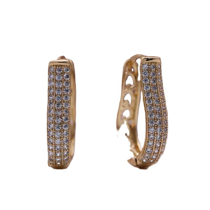Luxus Ohrringe Creolen Zirkonia Kristallen Gold 14K vergoldet bunt10