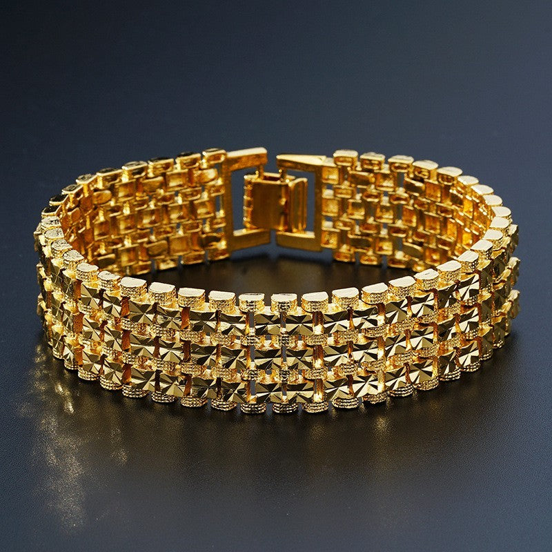 Luxus Armband Gold 19,3cm Damen Herren aus reinem Kupfer, vergoldet, Herrenuhrke2