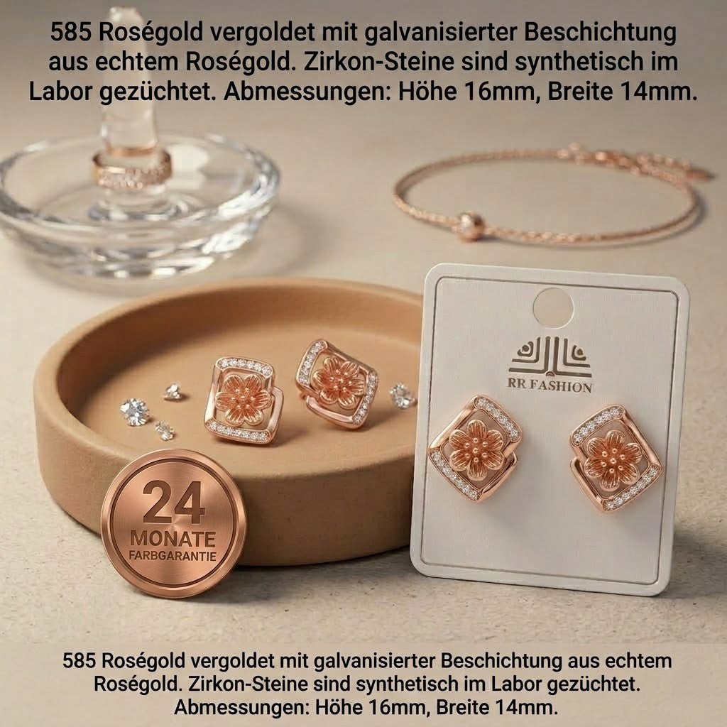 Ohrhänger Roségold vergoldet Maße 16x14mm Zirkonia