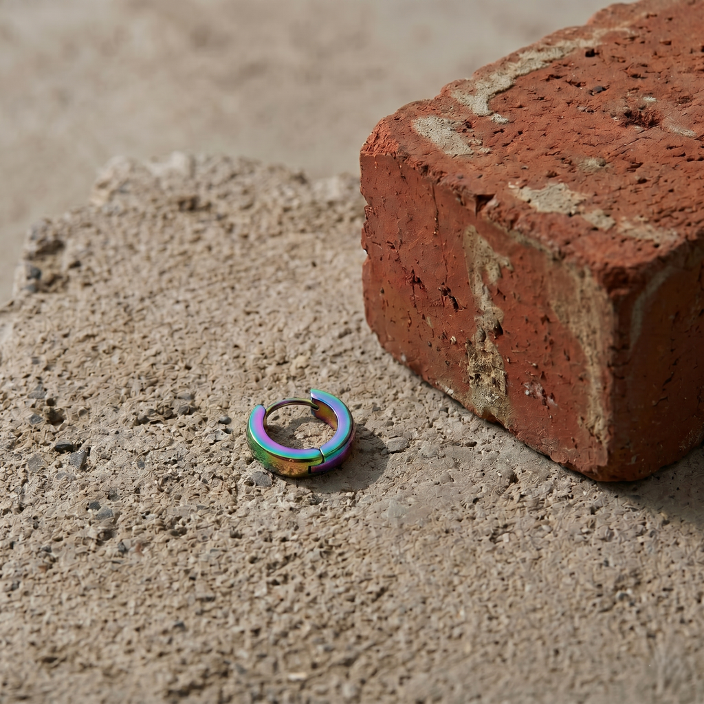 Creolen Edelstahl Regenbogen bunt nickelfrei 13mm
