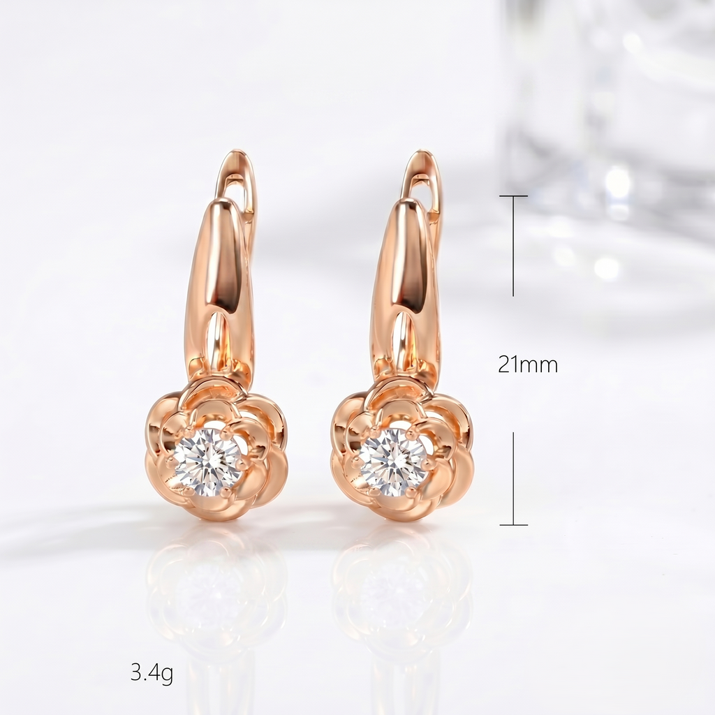 Ohrhänger Maße 21mm AAA Zirkonia Roségold vergoldet Gewicht 3,4g