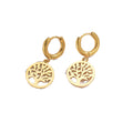 Lebensbaum Ohrringe Damen Edelstahl Gold vergoldet Creolen 28mm nickelfrei RR Fashion