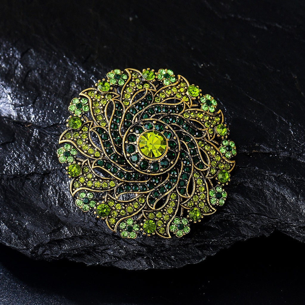 Personalisierte drehbare Kranz Brosche aus Strass Legierung luxuriös und elegant