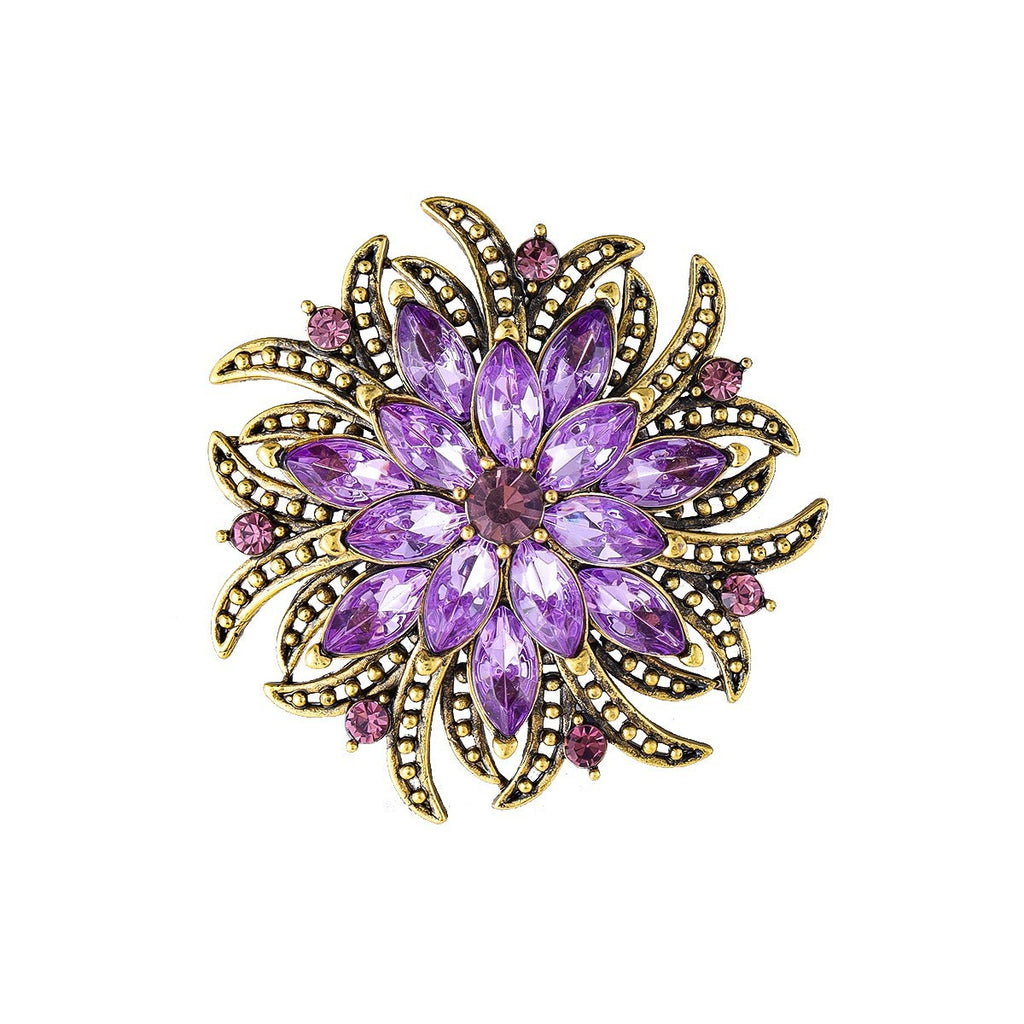 Kristallglas Blumen Damen Brosche High-End-Temperament Luxus Anzugjacke Brosche