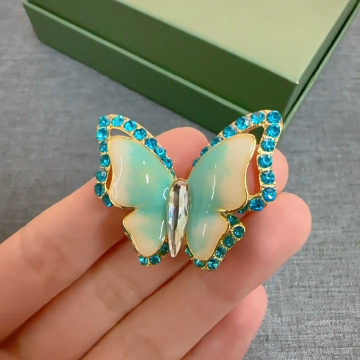 Elegante Damen Schmetterlings Brosche modisches und vielseitiges Accessoire Blau