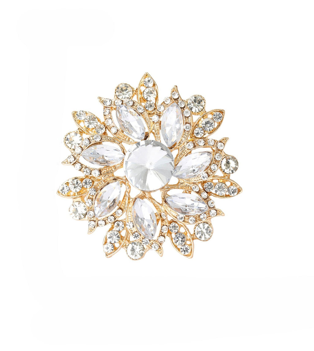 Brosche Damen Luxus Crystal Sun Flower ES for Frauen Hochzeiten Büro Party Pins