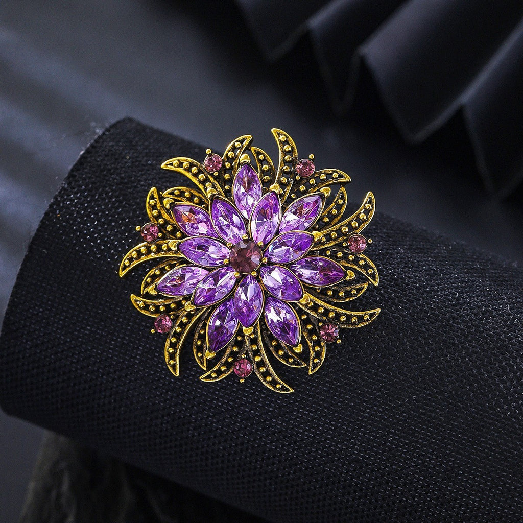 Kristallglas Blumen Damen Brosche High-End-Temperament Luxus Anzugjacke Brosche