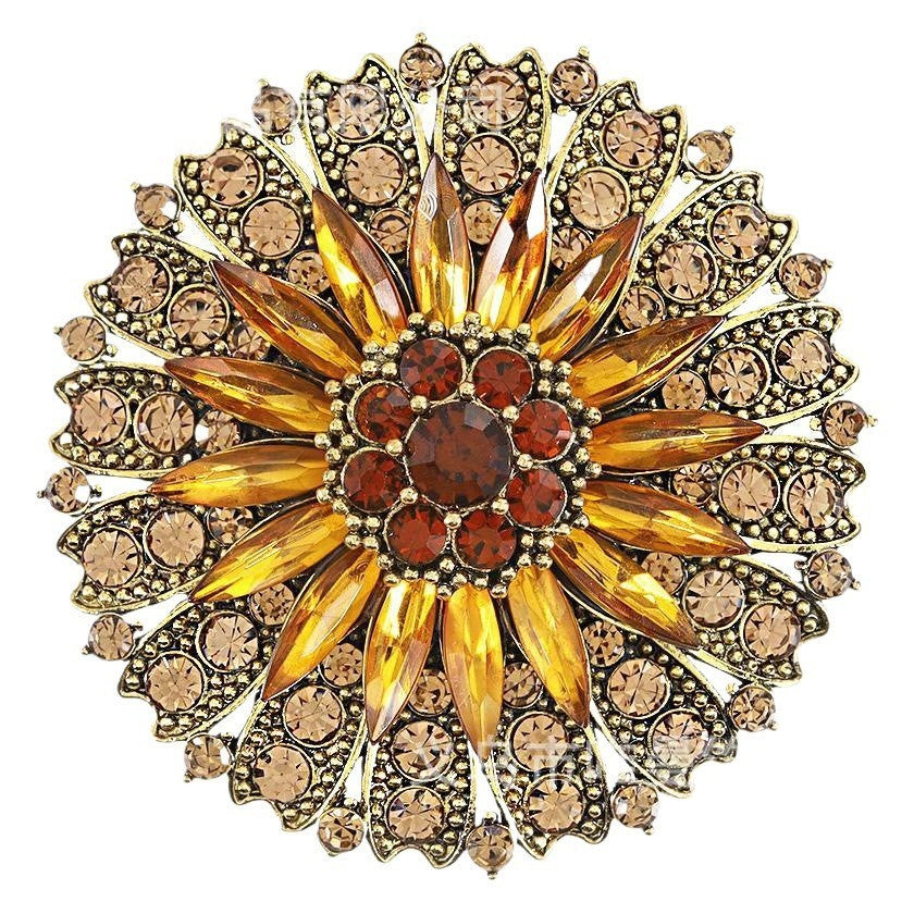 Damen Sonnenblumen Brosche, Damenbekleidungsdekoration mit Strasssteinen besetzt