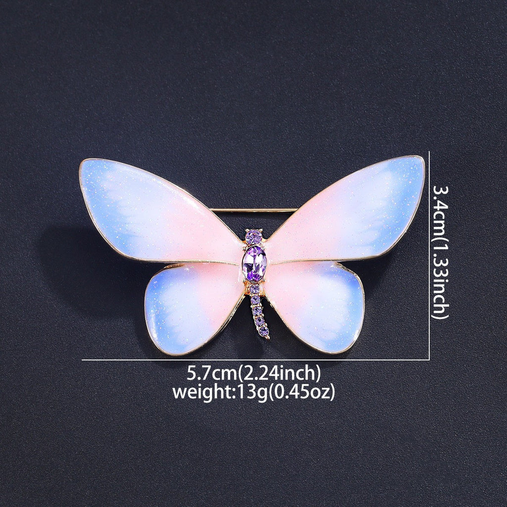 Kreative Schmetterlingsbrosche mit Farbverlauf in Rosa und Lila, exquisites