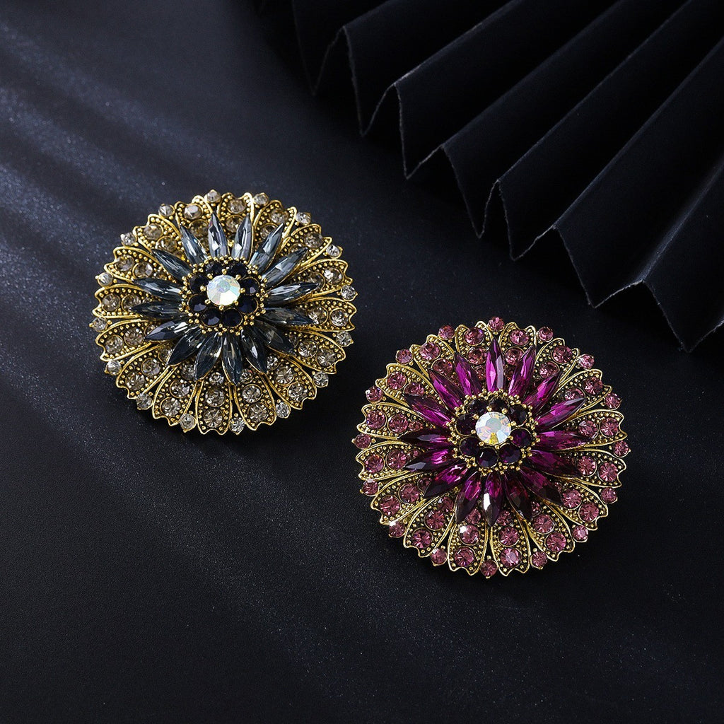 Damen Sonnenblumen Brosche, Damenbekleidungsdekoration mit Strasssteinen besetzt