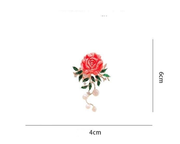 Luxuriöse Pfingst Rosen Brosche Hochwertige Damenstrickjacken, stilvoll