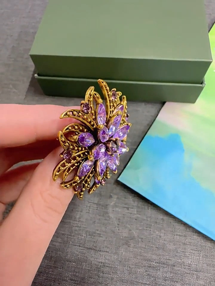 Kristallglas Blumen Damen Brosche High-End-Temperament Luxus Anzugjacke Brosche