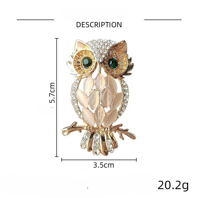 Eule Brosche goldfarben mit Strass, Maße 5,7 x 3,5 cm, Schmuck Accessoire für Damen